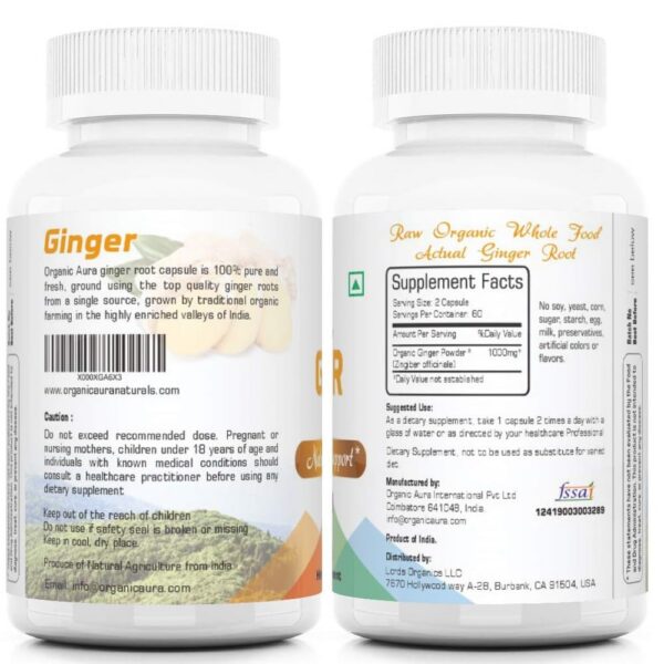 Suplemento jengibre Aura cápsulas orgánicas