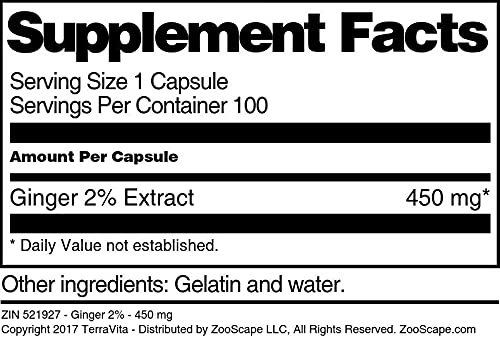 Version 1.0.0 Suplemento de jengibre natural Terravita 2% 450 mg