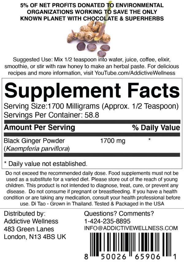 Suplemento jengibre negro para hombres Addictive Wellness