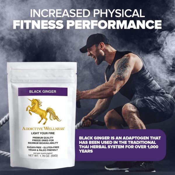 Suplemento jengibre negro tailandés Addictive Wellness para energía masculina