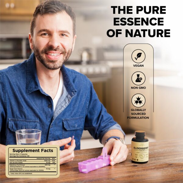 Suplemento de jengibre y saúco Garden of Herbz 120 cápsulas