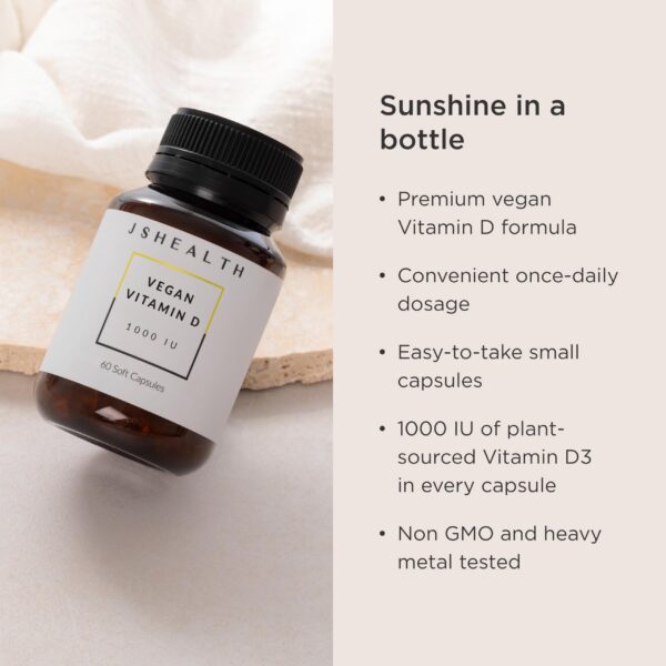 Suplemento JSHealth vitamina D3 1000 UI apoyo cardiovascular e inmune