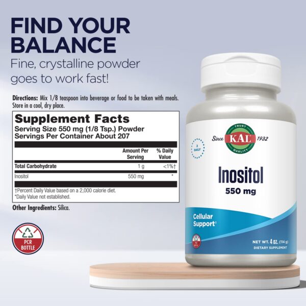 Suplemento KAL polvo inositol fácil de mezclar sabor dulce