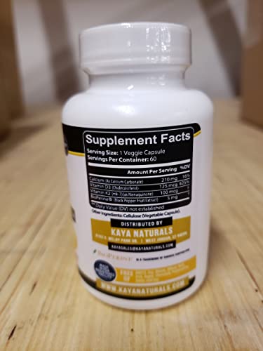 Suplemento Kaya Naturals calcio y vitaminas K2 D3