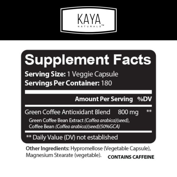 Suplemento Kaya Naturals extracto de café verde 180 cápsulas