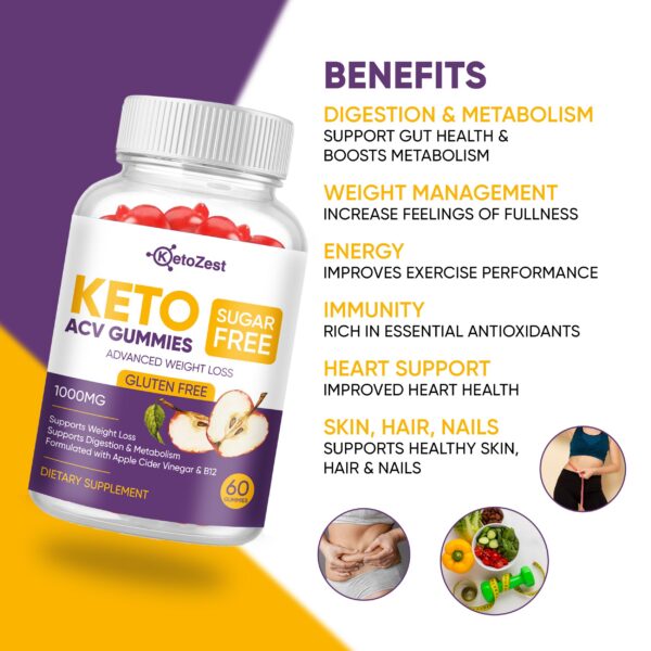 Version 1.0.0 Suplemento keto acv sin azúcar con vitamina B12 y sabor manzana