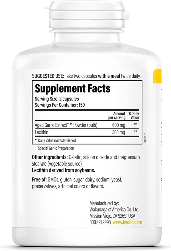 Suplemento Kyolic ajo envejecido con lecitina en cápsulas