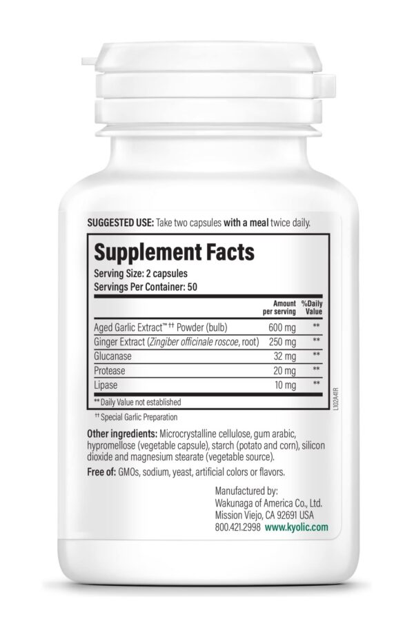 Suplemento Kyolic para limpieza candidiasis y soporte digestivo natural