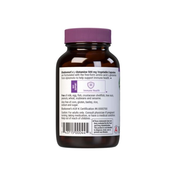 Suplemento L-Glutamina Bluebonnet sin soya ni gluten vegano