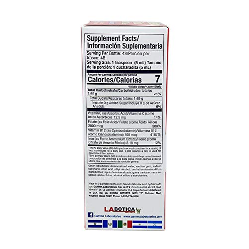 Suplemento La Botica Imports B12 ingredientes principales