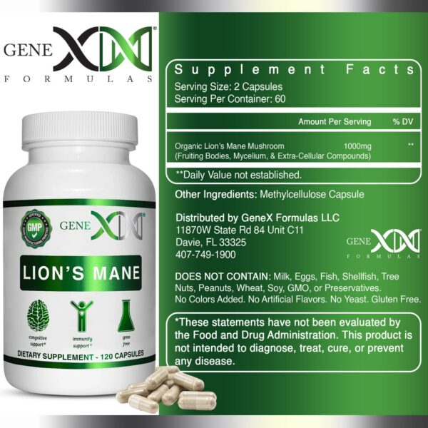 Version 1.0.0 Suplemento Lions Mane Genex de apoyo cerebral