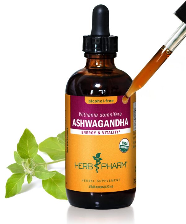 Suplemento líquido Ashwagandha orgánico Herbario de Herb Pharm