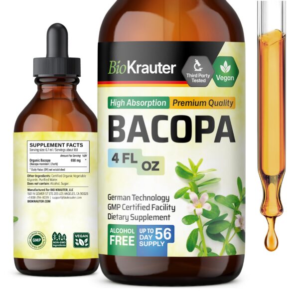 Version 1.0.0 Suplemento líquido Bacopa BIO KRAUTER apoyo cerebral en botella