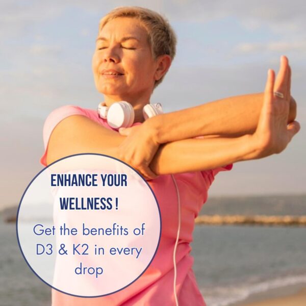 Version 1.0.0 Suplemento líquido Dr Aziz Vitamina D3 K2 etiqueta frontal