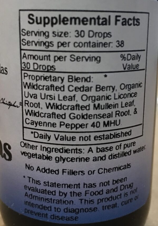 Suplemento líquido Dr. Christopher fórmula para páncreas