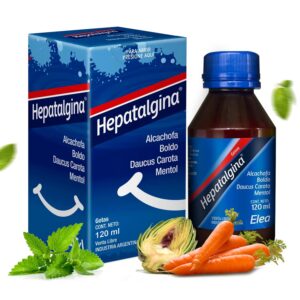 Botella de suplemento líquido Hepatalgina para soporte hepático
