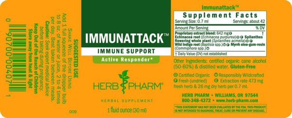 Version 1.0.0 Suplemento líquido Herb Pharm Immunattack paquete de 2 onzas