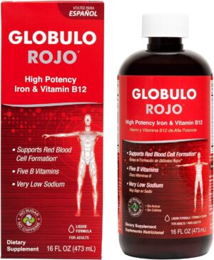 Suplemento líquido de hierro vegano Globulo Rojo botella