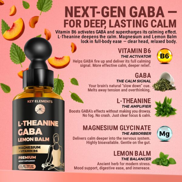 Suplemento natural líquido L Teanina con extracto de melisa y magnesio