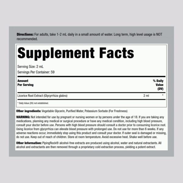 Suplemento líquido de regaliz sin alcohol Piping Rock