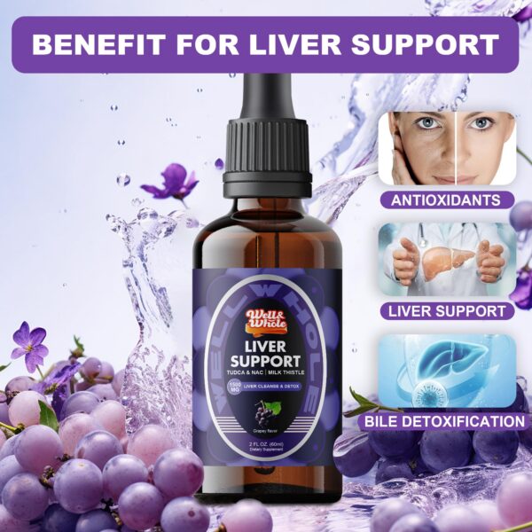 Suplemento líquido vegano sin OGM para salud hepática y digestiva