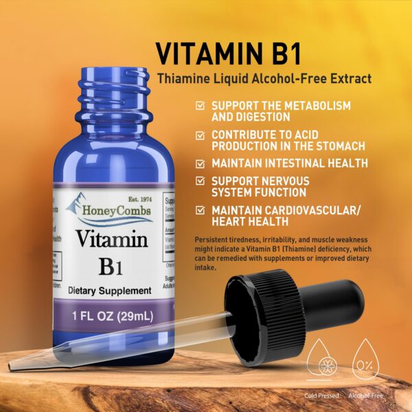 Version 1.0.0 Suplemento líquido vitamina B1 HoneyCombs 1 oz alta potencia