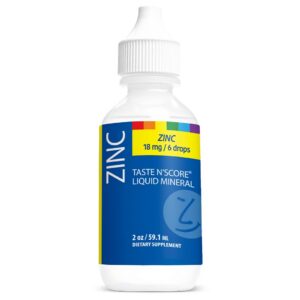 Suplemento líquido de zinc Taste N' Score botella frontal
