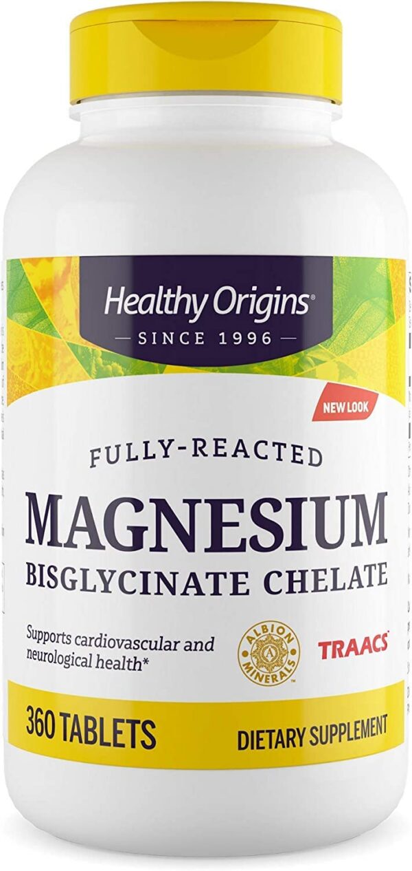 Suplemento magnesio bisglicinato quelado Healthy Origins 360 tabletas