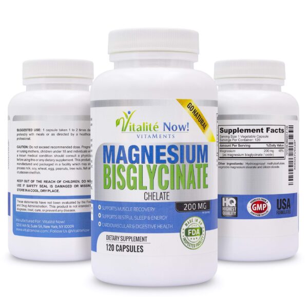 Suplemento magnesio bisglicinato para relajación muscular