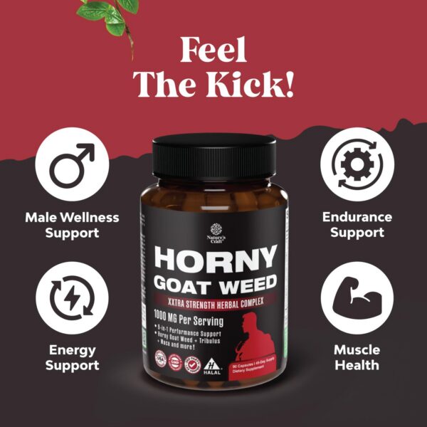 Suplemento masculino Horny Goat Weed con Maca Negra y Ginseng