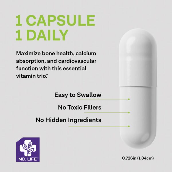 Suplemento MD.LIFE vitaminas A, D3 y K2 fórmula de alta potencia y biodisponibilidad