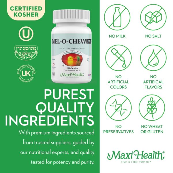 Suplemento melatonina Kosher Maxi Health 3 mg sabor berries