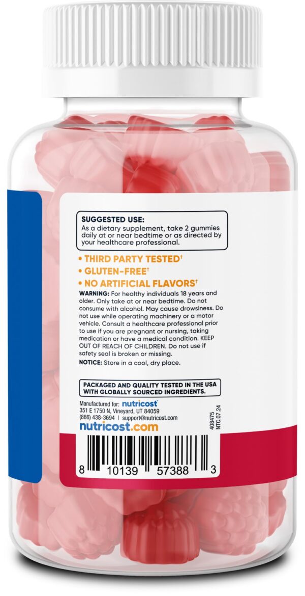 Suplemento melatonina Nutricost 180 gomitas sabor natural y seguro