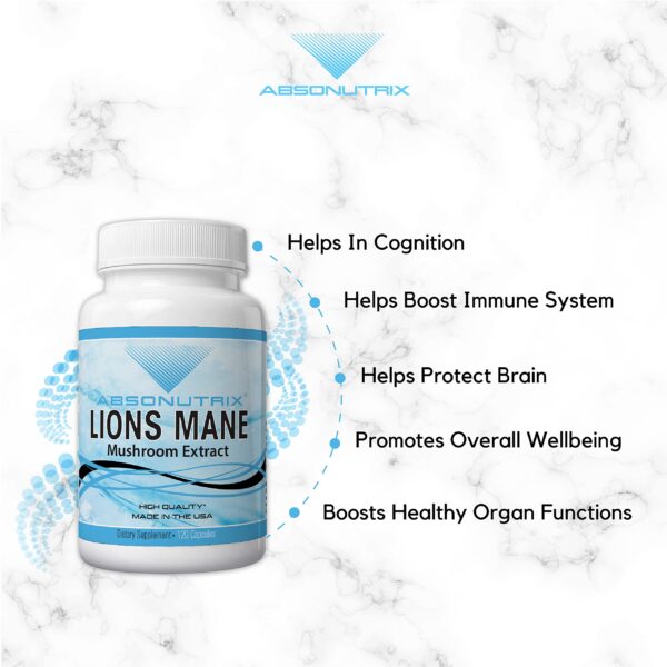 Suplemento melena de león Absonutrix fabricado en EE. UU. con control GMP