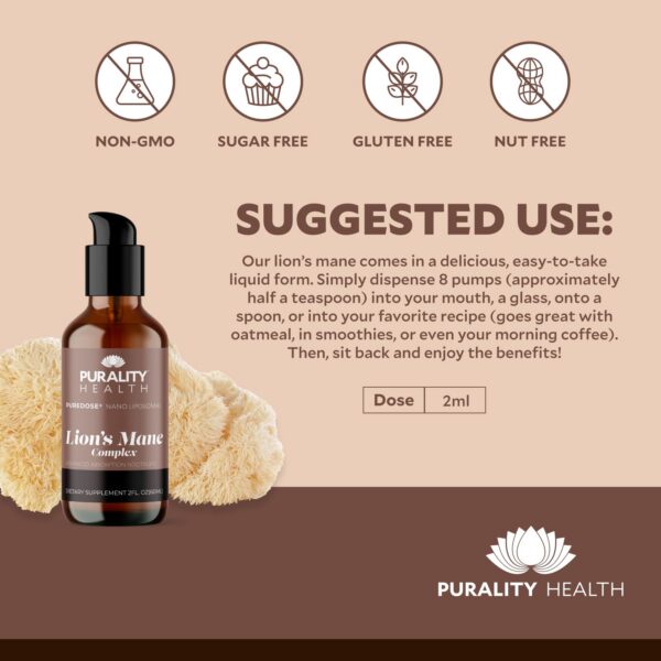 Suplemento melena de león con absorción mejorada PURALITY HEALTH