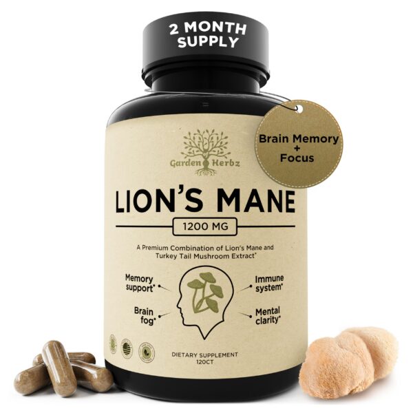 Suplemento cápsulas melena de león y cola de pavo Garden of Herbz