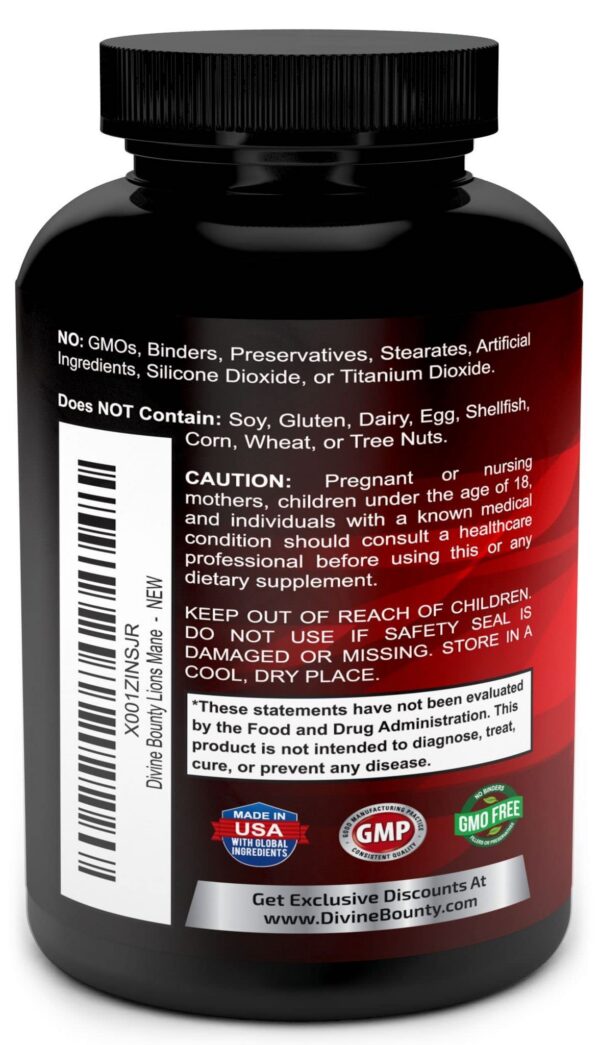 Suplemento Melena de León extracto polvo orgánico Divine Bounty