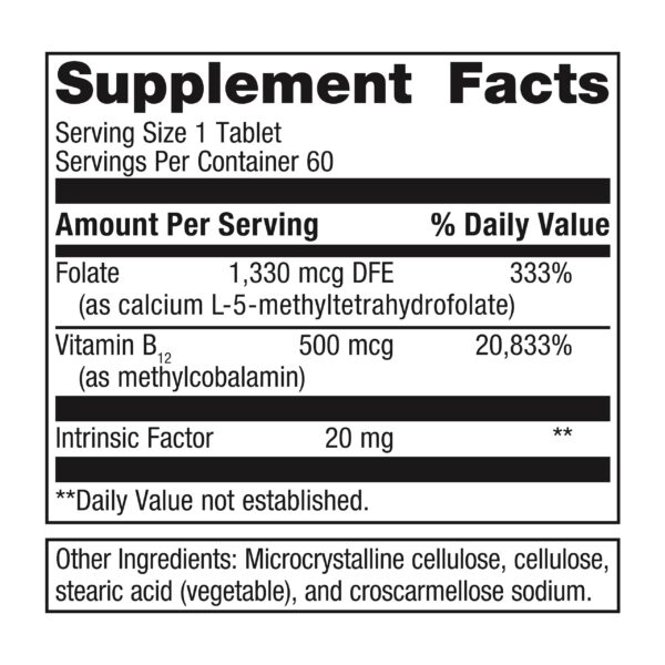 Suplemento Metagenics Intrinsi vitamina B12 y ácido fólico caja frontal