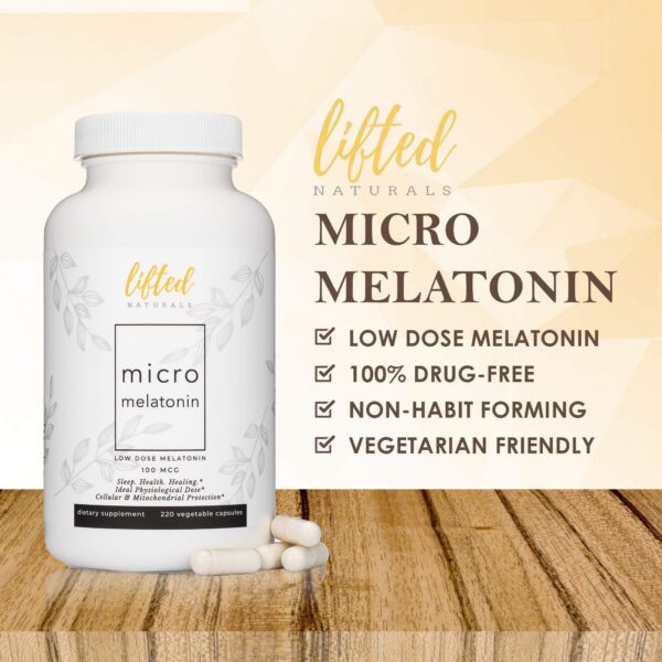 Suplemento Micro Melatonina 100mcg Lifted Naturals fácil de usar