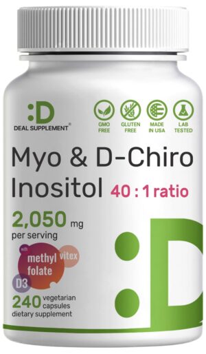 Suplemento mio-inositol d-ciro inositol 240 cápsulas veganas