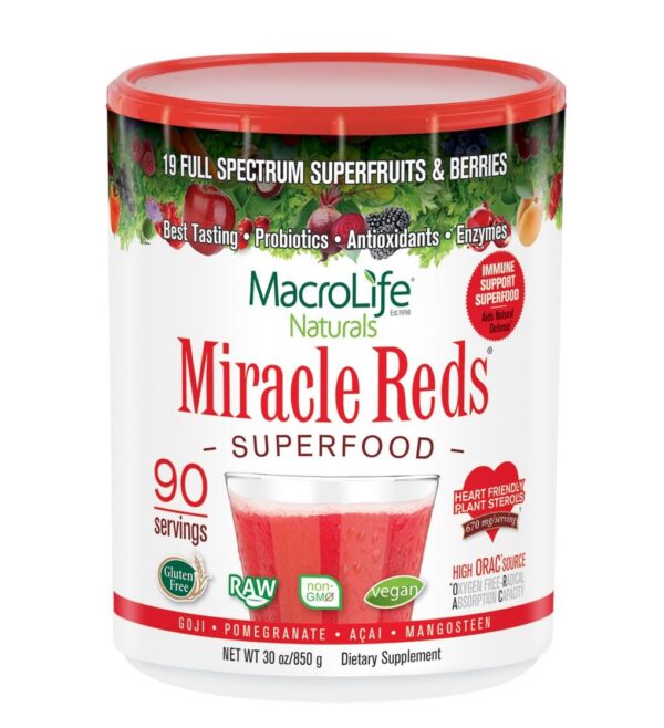 Suplemento Miracle Reds en polvo MacroLife Naturals 30oz antioxidantes