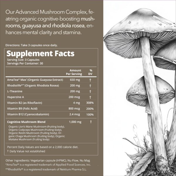 Suplemento Mobisyn con melena de león y cordyceps para energía