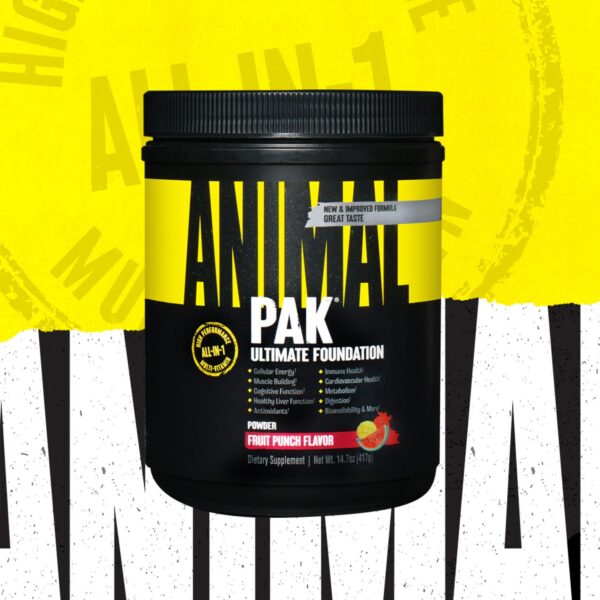 Suplemento multivitamínico Animal Pak para atletas sabor ponche de frutas