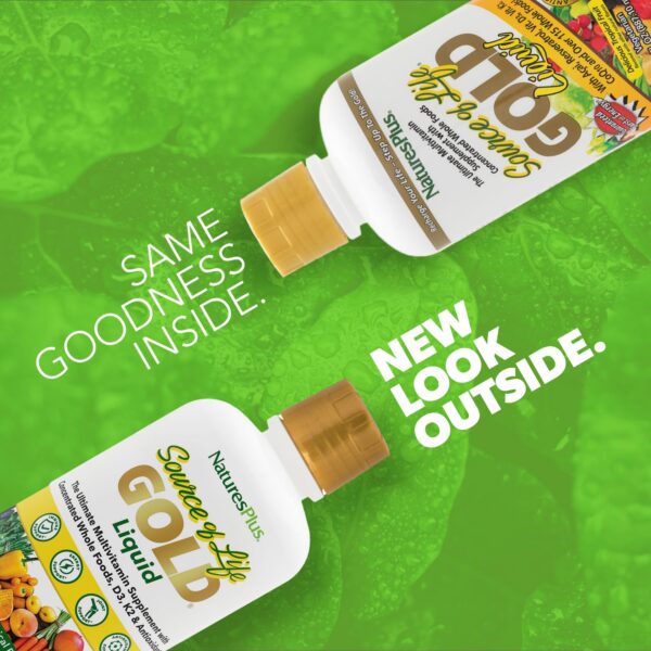 Suplemento multivitamínico líquido Source of Life Gold botella NaturesPlus