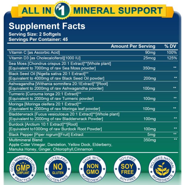 Suplemento musgo marino 18 en 1 con ingredientes naturales