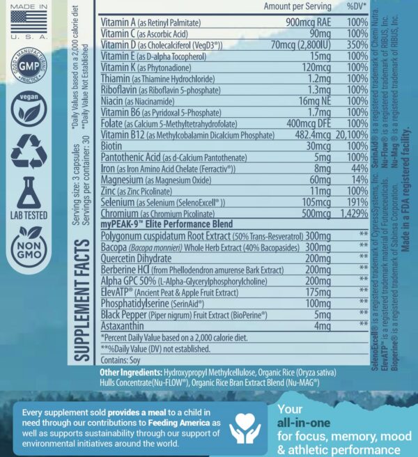 Suplemento myPEAK Wellness para salud integral
