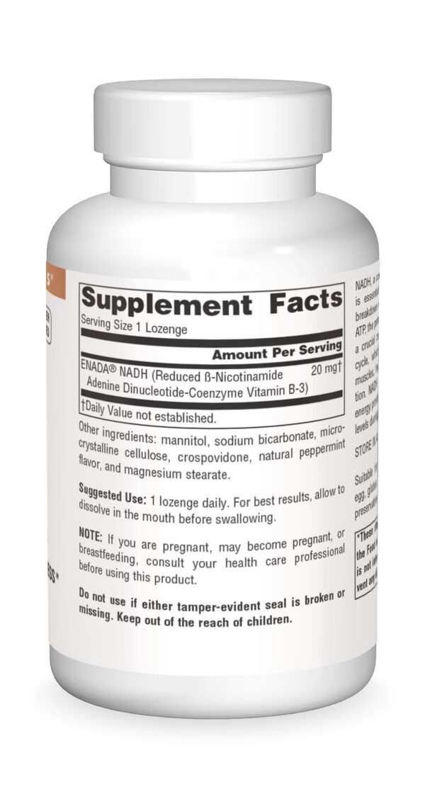 Suplemento NADH Source Naturals vista lateral