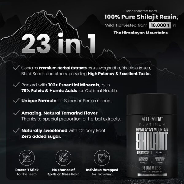 Suplemento natural 23 ingredientes Shilajit para vitalidad masculina