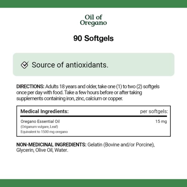 Suplemento natural aceite de orégano para antioxidantes