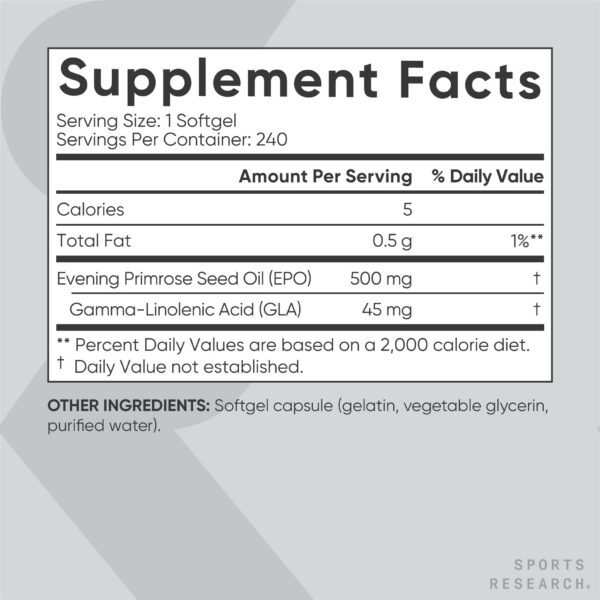 Suplemento natural aceite onagra 240 cápsulas Sports Research